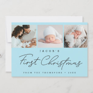 Erstes Weihnachten des Babys - moderne Blaue Fotoc