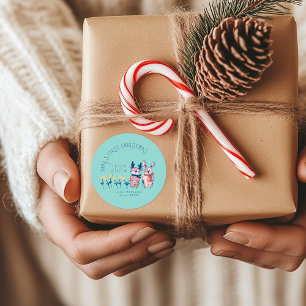 Erstes Weihnachten des Babys niedliche Rentierfreu Runder Aufkleber