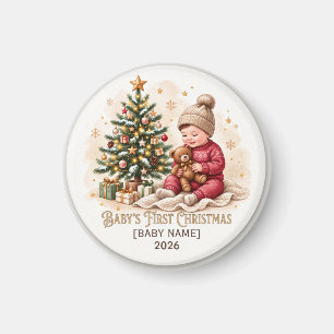Erstes Weihnachten des Babys personalisierter Weih Magnet