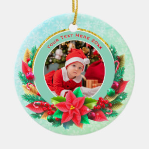 Erstes Weihnachten des Babys - Personalisiertes Fo Keramik Ornament
