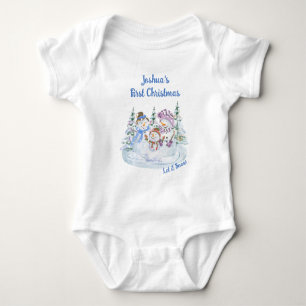 Erstes Weihnachten des Jungen Glücklicher Schneema Baby Strampler