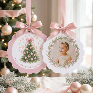 Erstes Weihnachten des kleinen Mädchens Ornament Karte