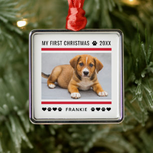 Erstes Weihnachten des Welpen, benutzerdefiniertes Ornament Aus Metall