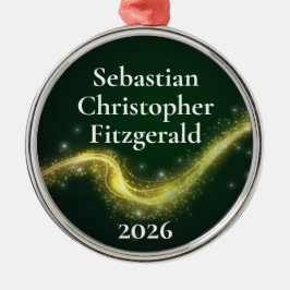 Erstes Weihnachten Dunkelgrünes Neugeborenen-Anden Ornament Aus Metall