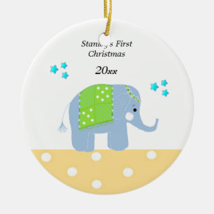 Erstes Weihnachten eines indischen Elefantenbabys Keramik Ornament
