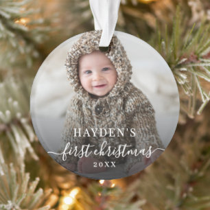 Erstes Weihnachten Einfaches Skript Baby-Foto Ornament