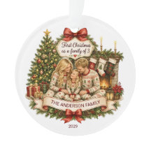 Erstes Weihnachten Familie von 3 Aquarell-Weihnach