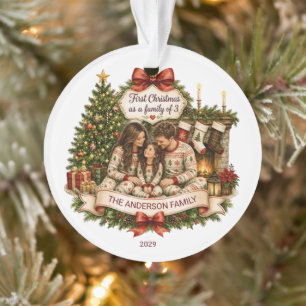 Erstes Weihnachten Familie von 3 Aquarell-Weihnach Ornament