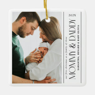 Erstes Weihnachten Familie zu Dritt Mommy Daddy Fo Keramikornament