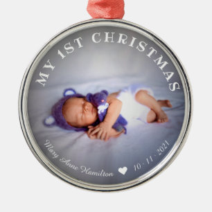 Erstes Weihnachten Foto des Babys Ornament Aus Metall