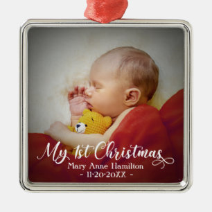 Erstes Weihnachten Foto des Babys Ornament Aus Metall