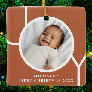 Erstes Weihnachten Foto Terrakotta für Baby Jungen Keramikornament