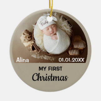 Erstes Weihnachten für Baby 2 Foto-Ornament person Keramik Ornament