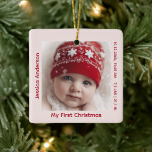 Erstes Weihnachten für Baby Mädchen 2 Foto Geburts Keramikornament