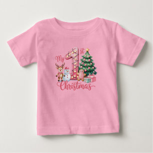 Erstes Weihnachten für Baby Mädchen Rosa T-shirt