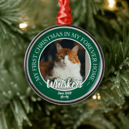 Erstes Weihnachten für immer Zuhause Katzenfoto un Ornament Aus Metall