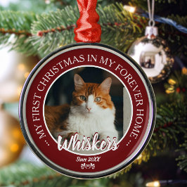 Erstes Weihnachten für immer Zuhause Katzenfoto un Ornament Aus Metall
