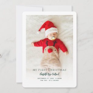 Erstes Weihnachten Geburtsankündigung Baby-Foto
