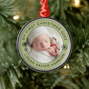 Erstes Weihnachten Geschenkfoto für Babys Ornament Aus Metall