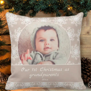 Erstes Weihnachten Großeltern Enkelkind Foto Kissen