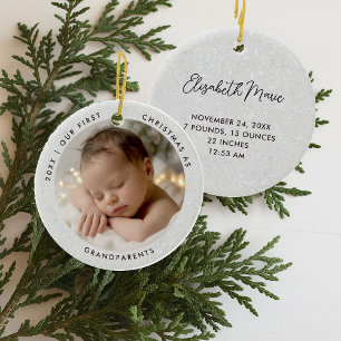 Erstes Weihnachten Großeltern Modernes Einfaches F Keramik Ornament
