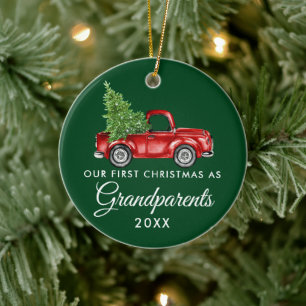 Erstes Weihnachten Großeltern Vintage-LKW Grün Keramik Ornament