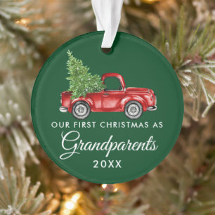 Erstes Weihnachten Großeltern Vintage-LKW Grün Ornament