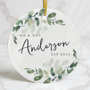 Erstes Weihnachten Herr und Frau Eucalyptus Keramik Ornament
