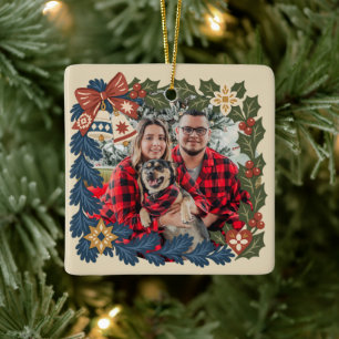 Erstes Weihnachten Herr und Frau Nordic Botanical  Keramikornament