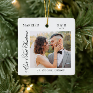 Erstes Weihnachten Herr und Frau Skript 2 Foto Keramikornament