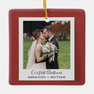 Erstes Weihnachten Hochzeits-Urlaubsfoto Keramikornament