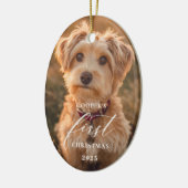 Erstes Weihnachten Hund Schrift Ornament (Links)