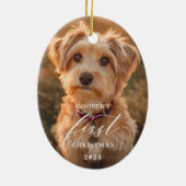 Erstes Weihnachten Hund Schrift Ornament (Hinten)