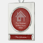 Erstes Weihnachten im neuen roten Glitzer des Banner-Ornament Silber (Links)