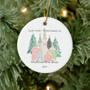 Erstes Weihnachten im neuen Zuhause - Adressen-Orn Keramik Ornament