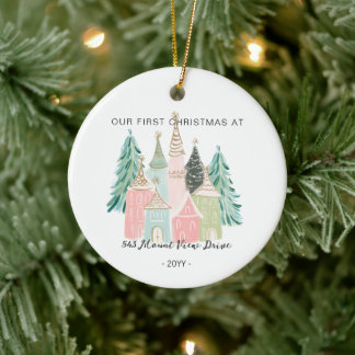Erstes Weihnachten im neuen Zuhause - Adressen-Orn Keramik Ornament
