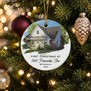 Erstes Weihnachten im neuen Zuhause Foto Einzugsge Keramik Ornament