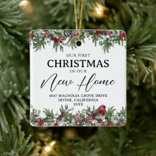 Erstes Weihnachten im neuen Zuhause Foto Keramikornament