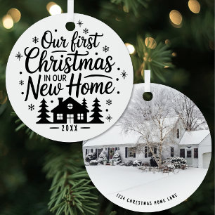 Erstes Weihnachten im neuen Zuhause Foto Ornament Aus Metall