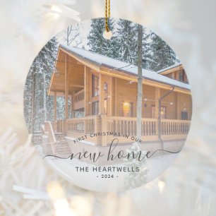 Erstes Weihnachten im neuen Zuhause Graue Schrift Keramik Ornament