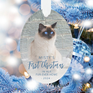 Erstes Weihnachten im neuen Zuhause Haustier-Foto Ornament