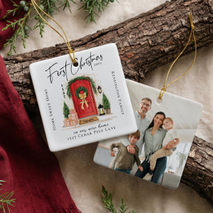 Erstes Weihnachten im neuen Zuhause Personalisiert Keramikornament