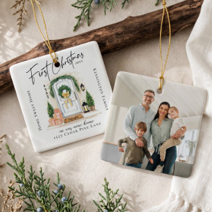 Erstes Weihnachten im neuen Zuhause Personalisiert Keramikornament
