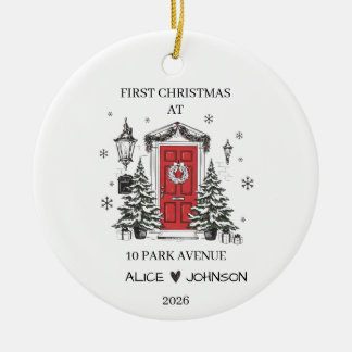 Erstes Weihnachten im neuen Zuhause - Roter Vorder Keramik Ornament