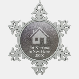 Erstes Weihnachten im neuen Zuhause Schneeflocken Zinn-Ornament