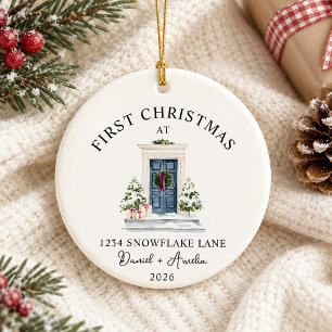 Erstes Weihnachten im neuen Zuhause Wasserfarbe Bl Keramik Ornament