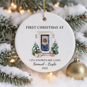 Erstes Weihnachten im neuen Zuhause Wasserfarbe Bl Keramik Ornament