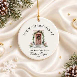 Erstes Weihnachten im neuen Zuhause Wasserfarbe Br Keramik Ornament