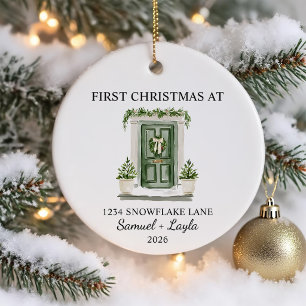 Erstes Weihnachten im neuen Zuhause Wasserfarbe Gr Keramik Ornament