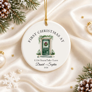 Erstes Weihnachten im neuen Zuhause Wasserfarbe Gr Keramik Ornament